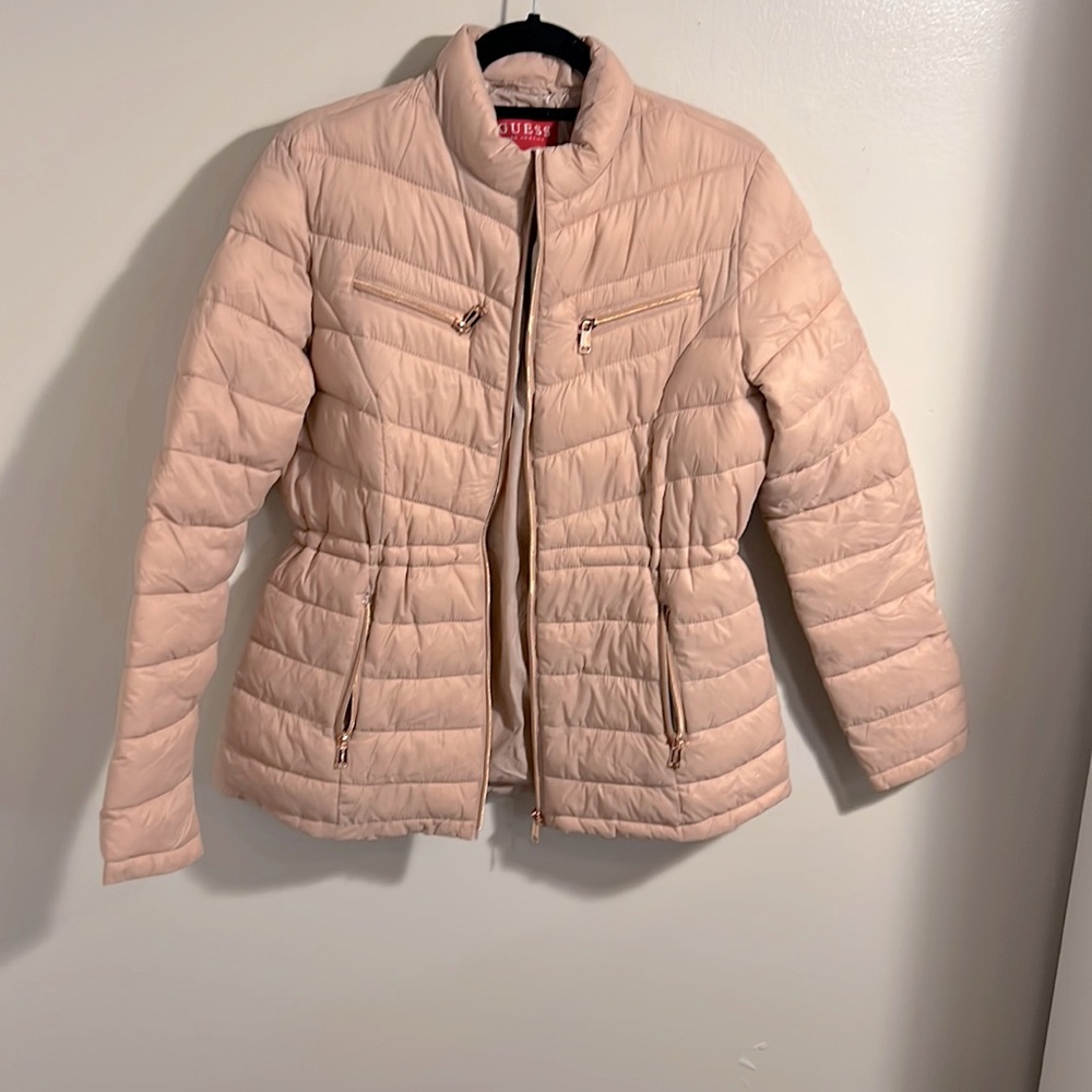 Blush pink jacket with rose gold zipper - Picture 1 of 11